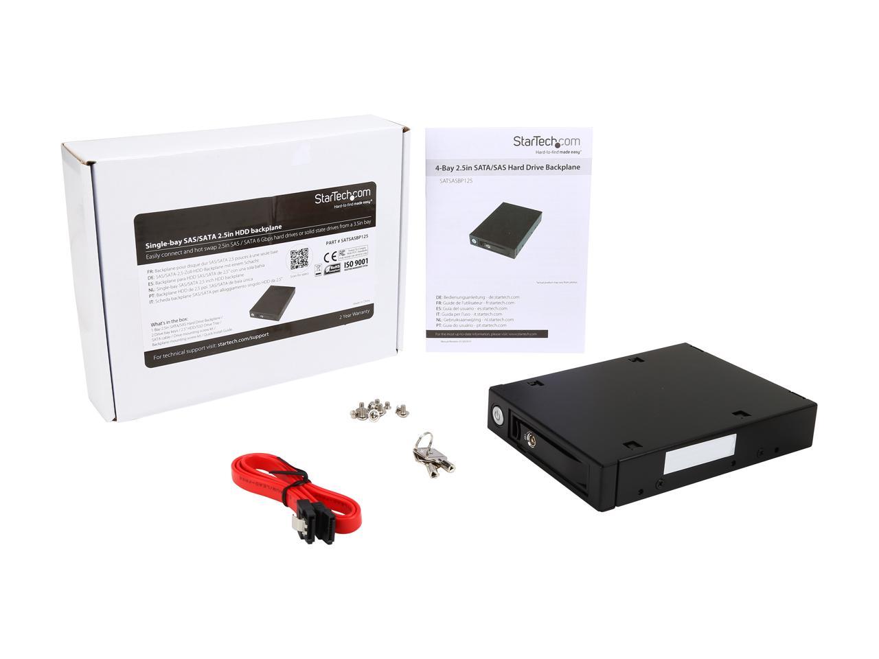 StarTech.com SATSASBP125 Mobile Rack Backplane for 2.5in SAS or SATA Drive - 5-15mm SSD/HDD - Supports SAS II & SATA III (6 Gbps) - Metal housing