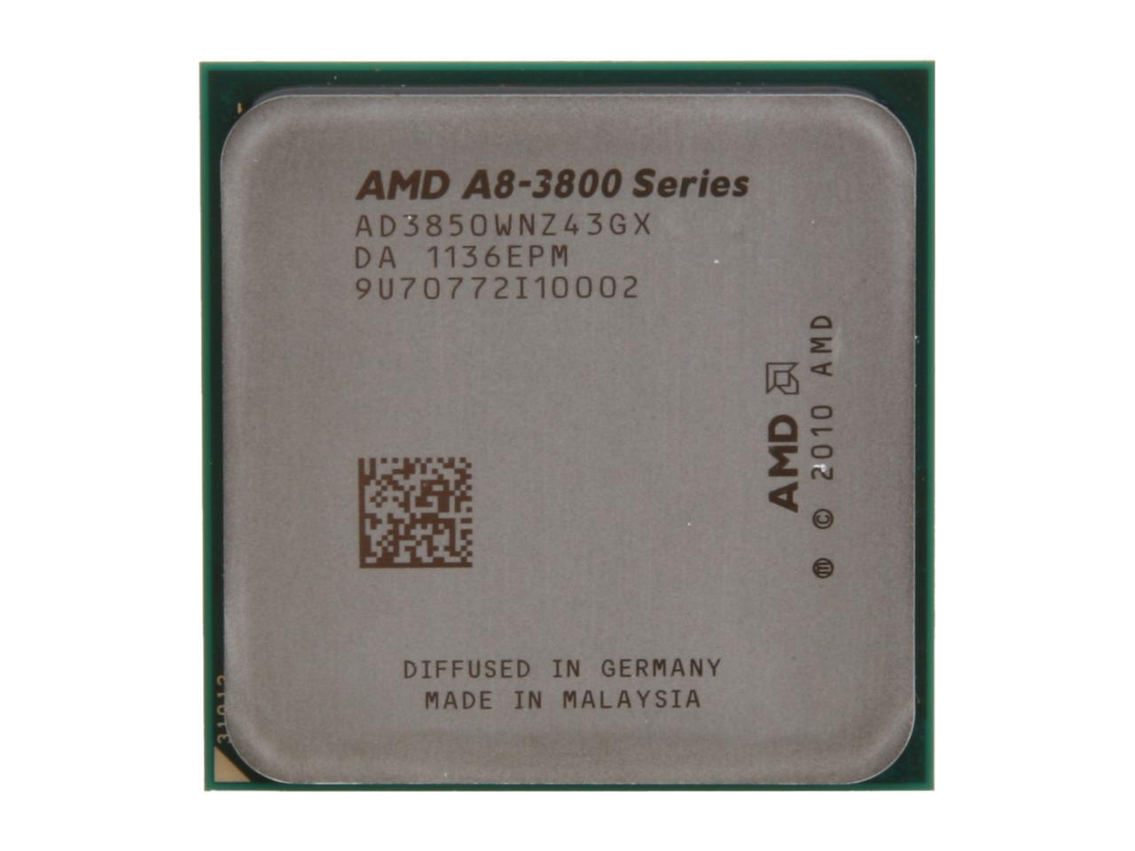 AMD A8-3850 Llano Quad-Core 2.9 GHz Socket FM1 100W AD3850WNZ43GX Desktop APU with DirectX 11 Graphic AMD Radeon HD 6550D