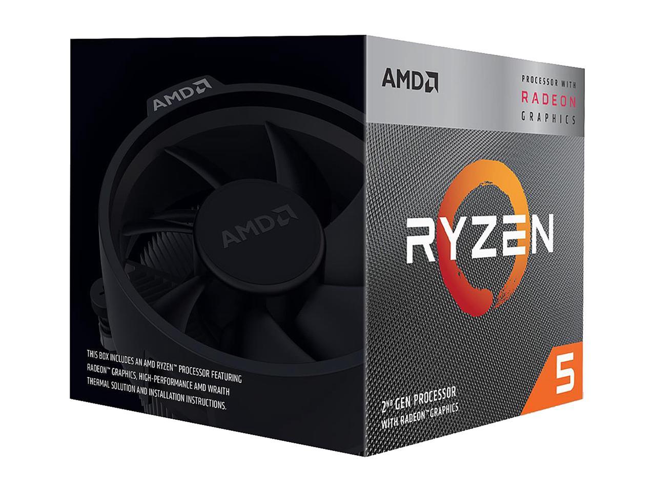 AMD RYZEN 5 3400G 4-Core 3.7 GHz (4.2 GHz Max Boost) Socket AM4 65W YD3400C5FHBOX Desktop Processor