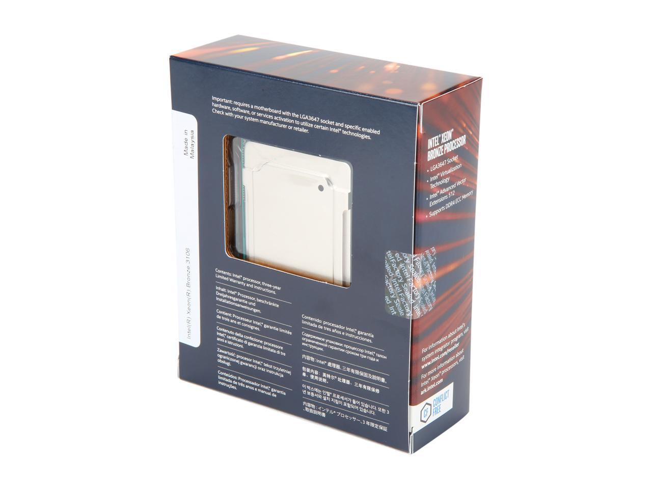 Intel Xeon Scalable Bronze 3106 SkyLake 8-Core1.7 GHz LGA 3647 85W BX806733106 Server Processor