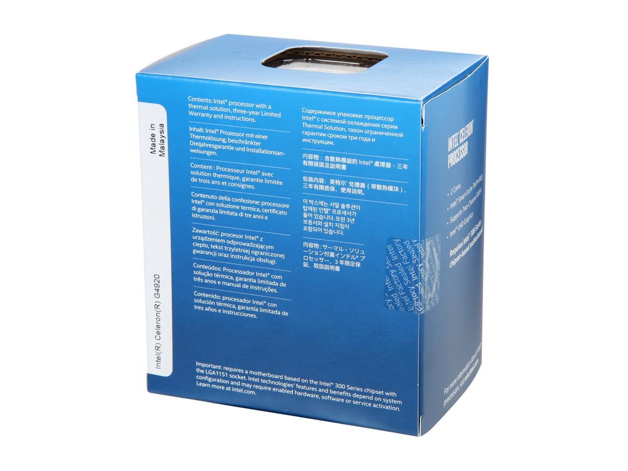 Intel Celeron G4920 Coffee Lake Dual-Core 3.2 GHz LGA 1151 (300 Series) 54W BX80684G4920 Desktop Processor Intel UHD Graphics 610