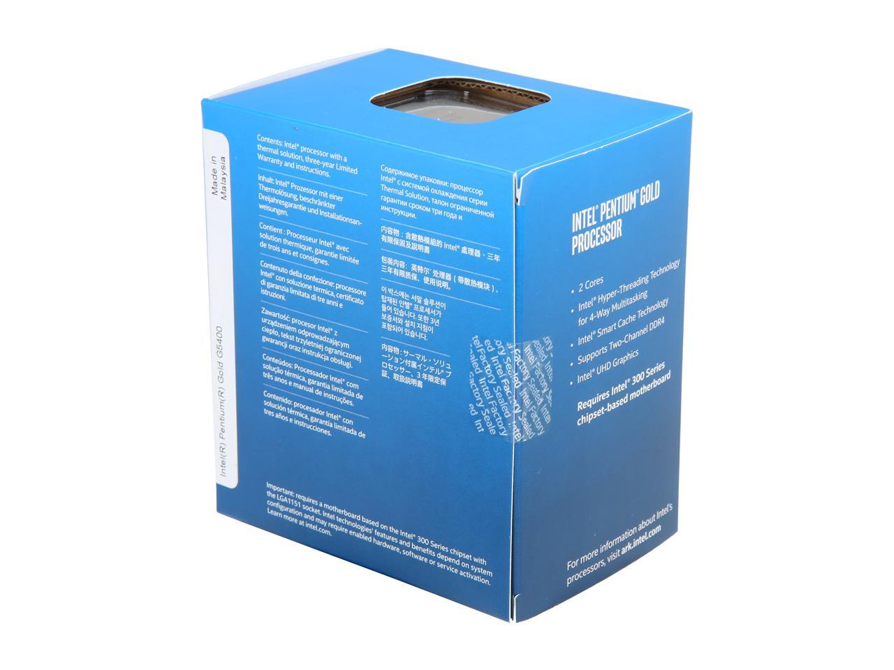 Intel Pentium Gold G5400 Coffee Lake Dual-Core 3.7 GHz LGA 1151 (300 Series) 58W BX80684G5400 Desktop Processor Intel UHD Graphics 610