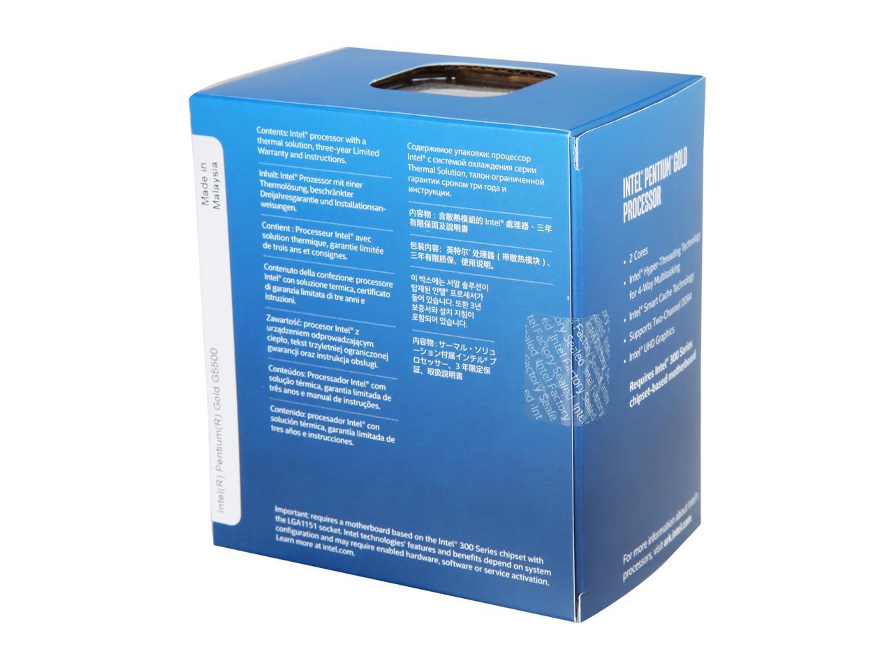 Intel Pentium Gold G5500 Coffee Lake Dual-Core 3.8 GHz LGA 1151 (300 Series) 54W BX80684G5500 Desktop Processor Intel UHD Graphics 630