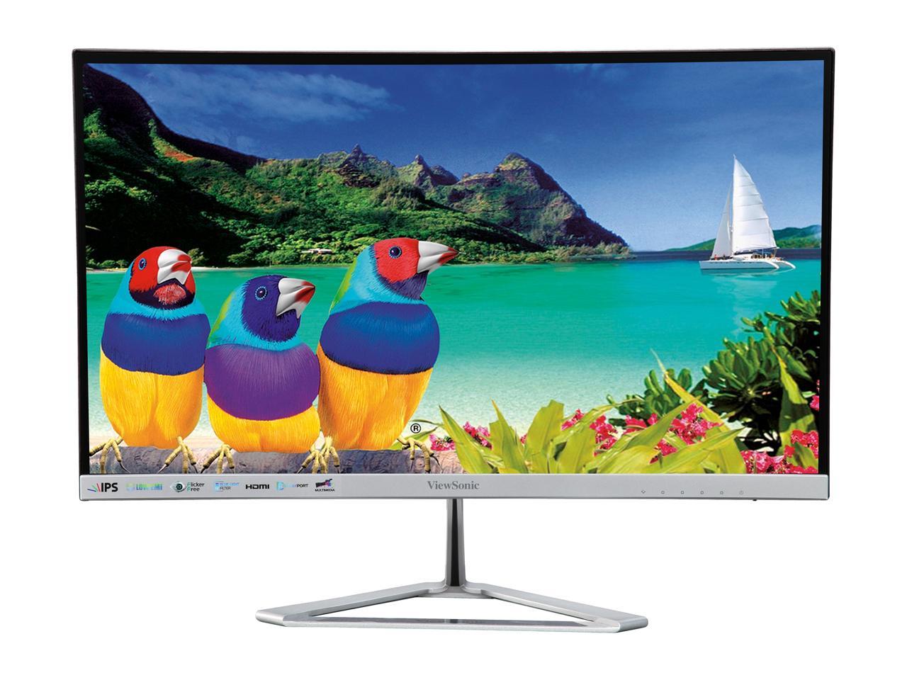 ViewSonic VX2476-SMHD 24" Full HD 1920 x 1080 VGA HDMI DisplayPort Anti-Glare Ultra-Slim SuperClear Flicker-Free Blue Light Filter LED Backlit IPS Monitor