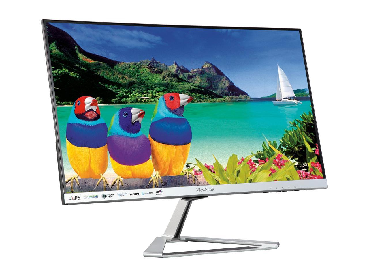 ViewSonic VX2476-SMHD 24" Full HD 1920 x 1080 VGA HDMI DisplayPort Anti-Glare Ultra-Slim SuperClear Flicker-Free Blue Light Filter LED Backlit IPS Monitor