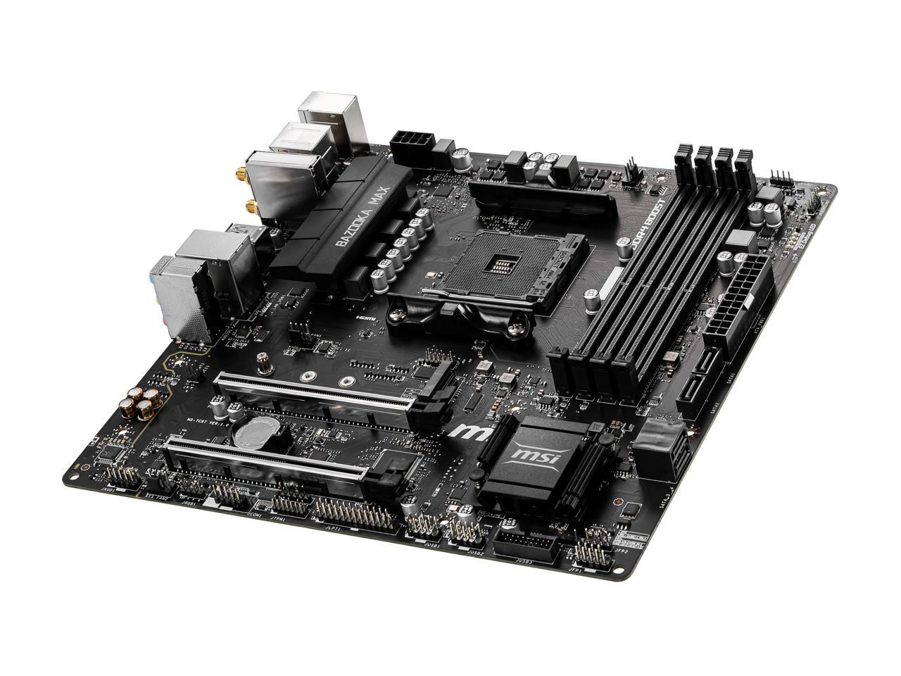 B450M BAZOOKA MAX WI-FI w/ DDR4-2666, 7.1 Audio, M.2, Gigabit LAN, 802.11ac