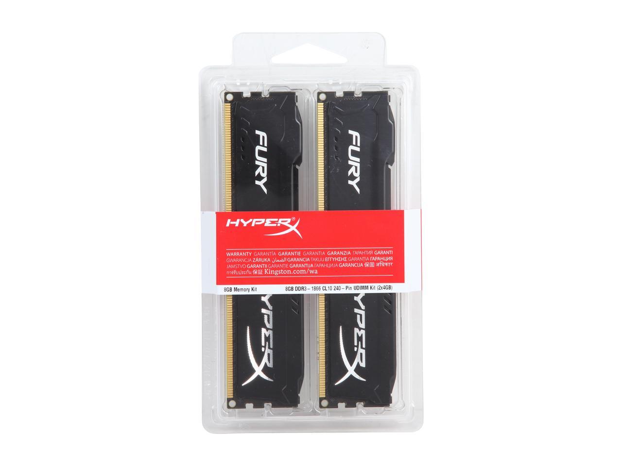 HyperX FURY 8GB (2 x 4GB) 240-Pin DDR3 SDRAM DDR3 1866 Desktop Memory Model HX318C10FBK2/8