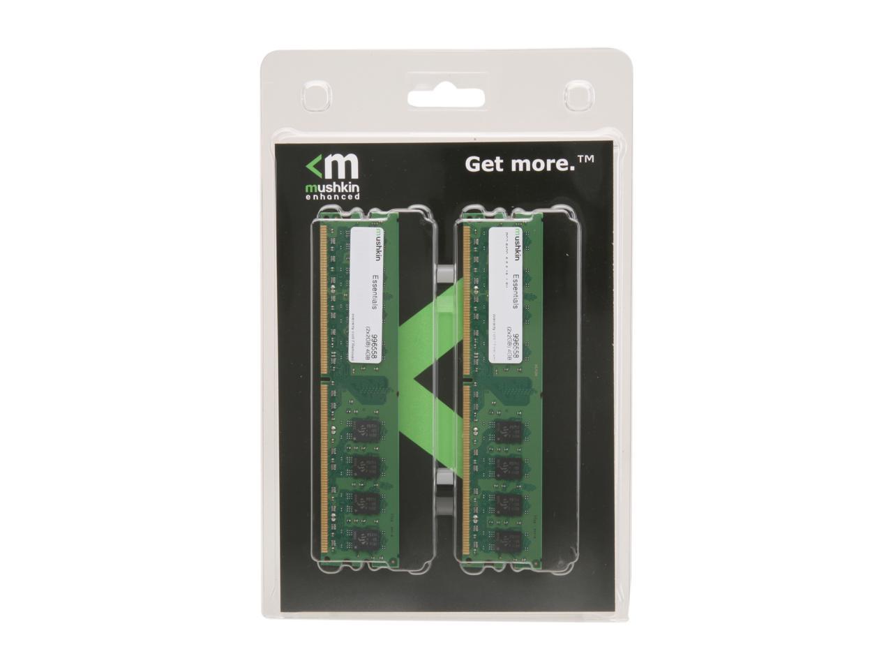 Mushkin Enhanced Essentials 4GB (2 x 2GB) DDR2 800 (PC2 6400) Dual Channel Kit Desktop Memory Model 996558