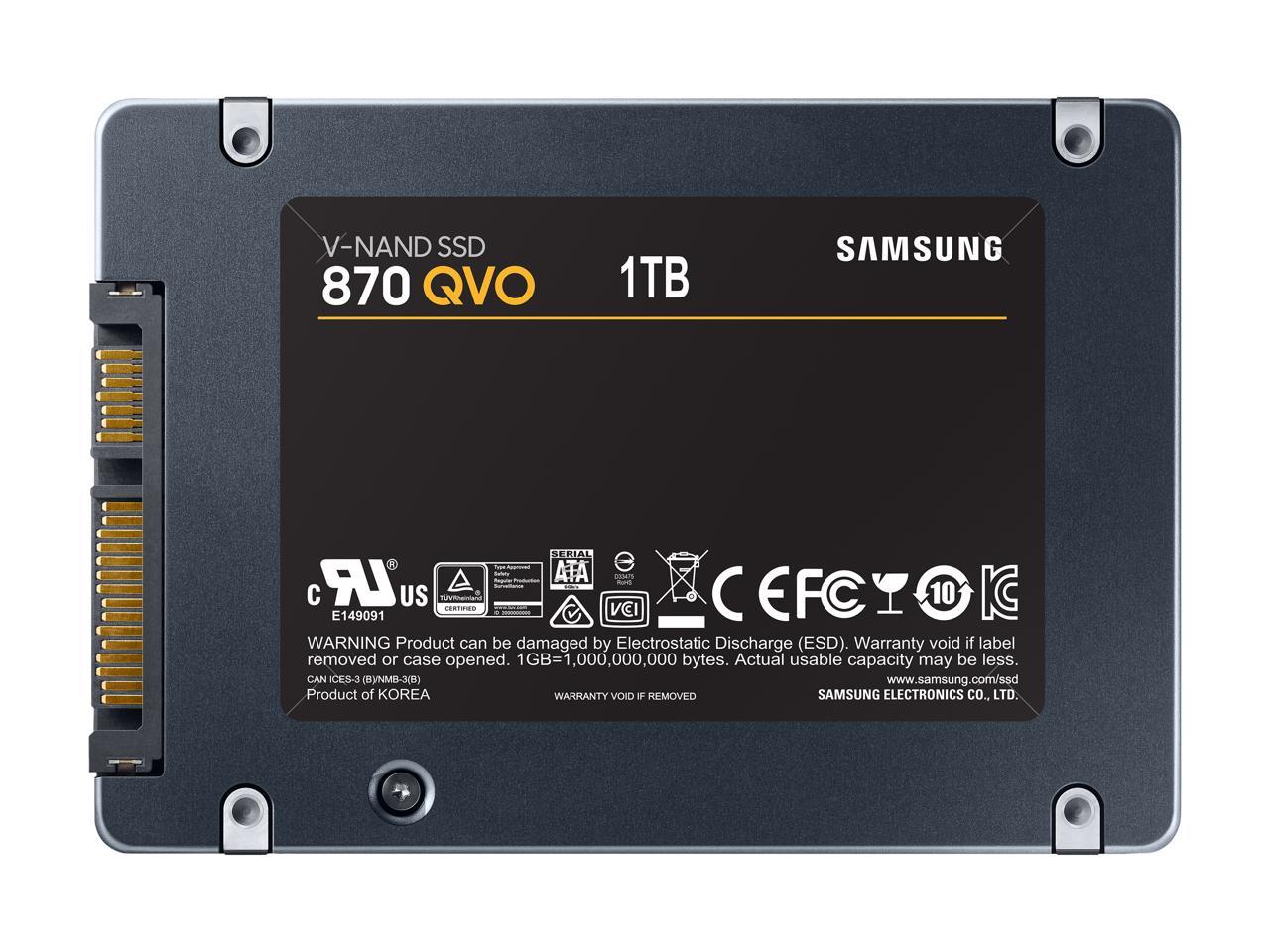 SAMSUNG 870 QVO Series 2.5" 1TB SATA III Samsung 4-bit MLC V-NAND Internal Solid State Drive (SSD) MZ-77Q1T0B/AM