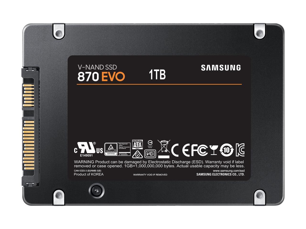 SAMSUNG 870 EVO Series 2.5" 1TB SATA III V-NAND Internal Solid State Drive (SSD) MZ-77E1T0B/AM