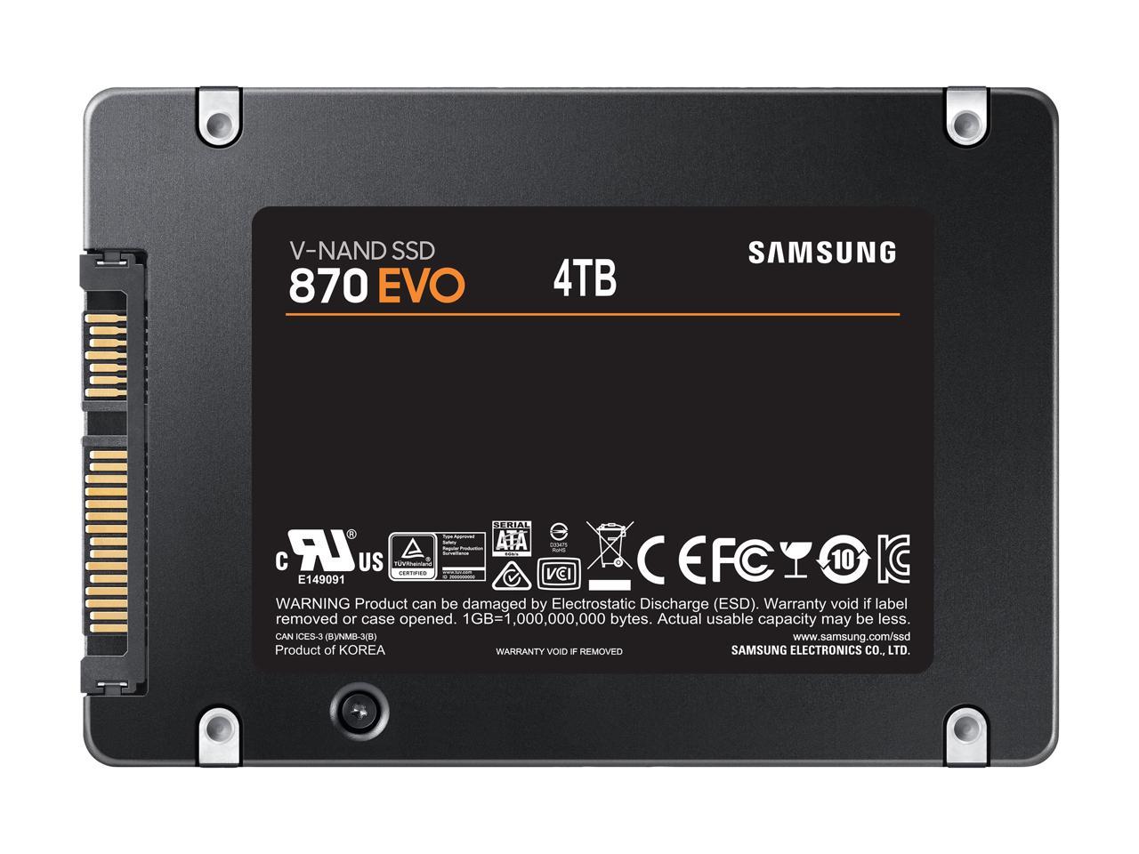 SAMSUNG 870 EVO Series 2.5" 4TB SATA III V-NAND Internal Solid State Drive (SSD) MZ-77E4T0B/AM