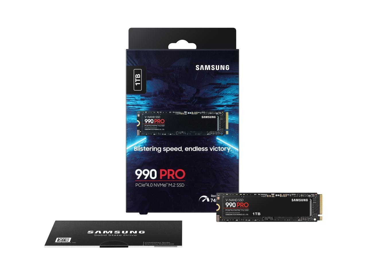 SAMSUNG 990 PRO M.2 2280 1TB PCIe Gen 4.0 x4, NVMe 2.0 V7 V-NAND 3bit MLC Internal Solid State Drive (SSD) MZ-V9P1T0B/AM