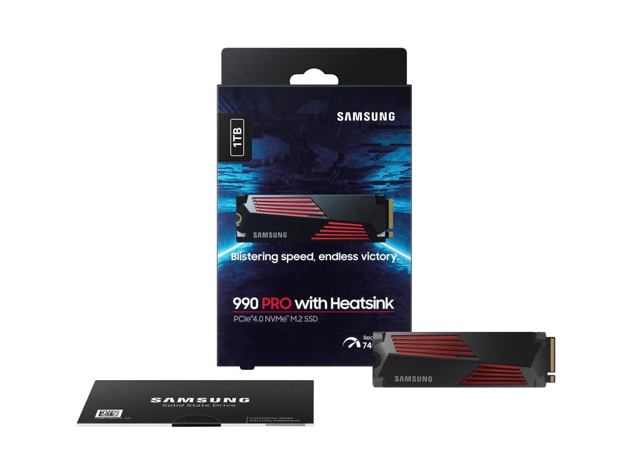 SAMSUNG 990 PRO w/ Heatsink Normal Package M.2 2280 1TB PCI-Express Gen 4.0 x4, NVMe 2.0 V7 V-NAND 3bit MLC Internal Solid State Drive (SSD) MZ-V9P1T0CW