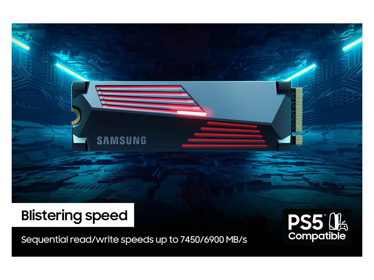 SAMSUNG 990 PRO w/ Heatsink Normal Package M.2 2280 1TB PCI-Express Gen 4.0 x4, NVMe 2.0 V7 V-NAND 3bit MLC Internal Solid State Drive (SSD) MZ-V9P1T0CW