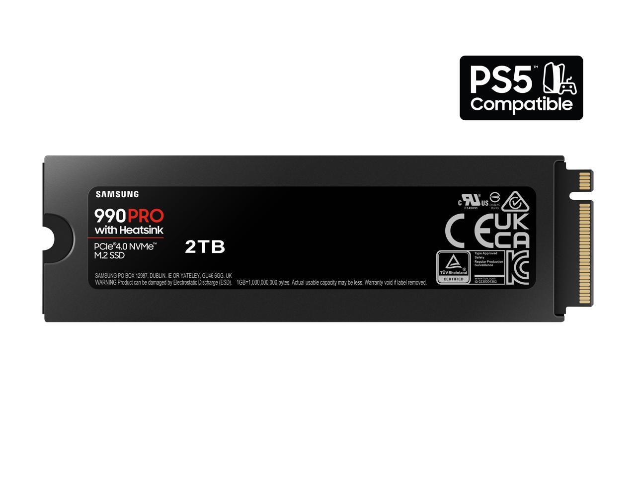 SAMSUNG 990 PRO w/ Heatsink Normal Package M.2 2280 2TB PCI-Express Gen 4.0 x4, NVMe 2.0 V7 V-NAND 3bit MLC Internal Solid State Drive (SSD) MZ-V9P2T0CW