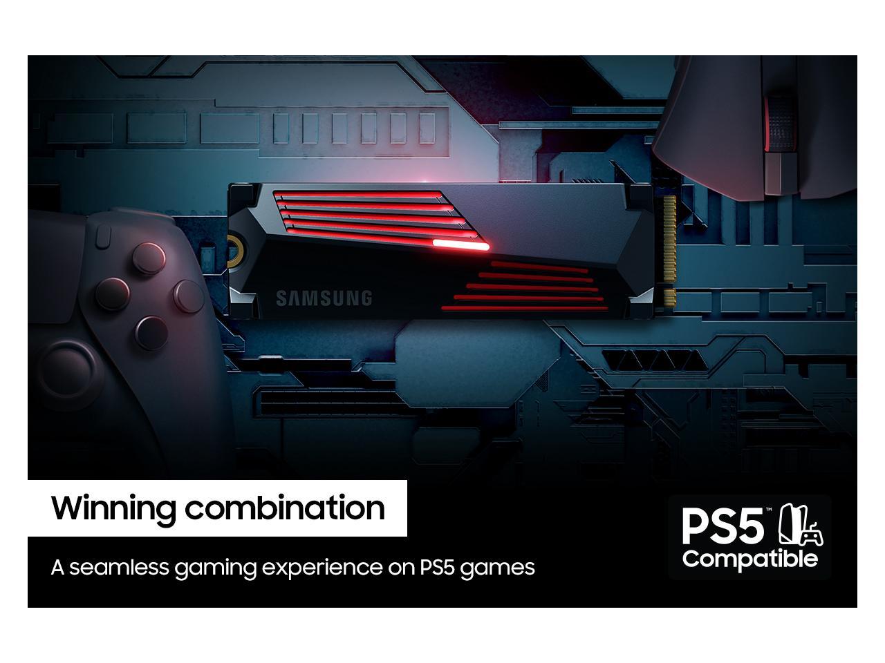SAMSUNG 990 PRO w/ Heatsink Normal Package M.2 2280 2TB PCI-Express Gen 4.0 x4, NVMe 2.0 V7 V-NAND 3bit MLC Internal Solid State Drive (SSD) MZ-V9P2T0CW