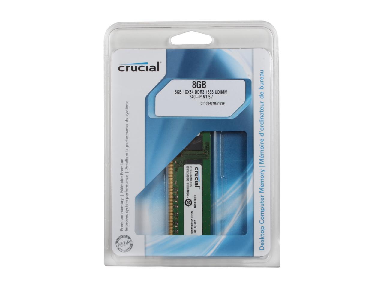 Crucial 8GB 240-Pin DDR3 SDRAM DDR3 1333 (PC3 10600) Desktop Memory Model CT102464BA1339