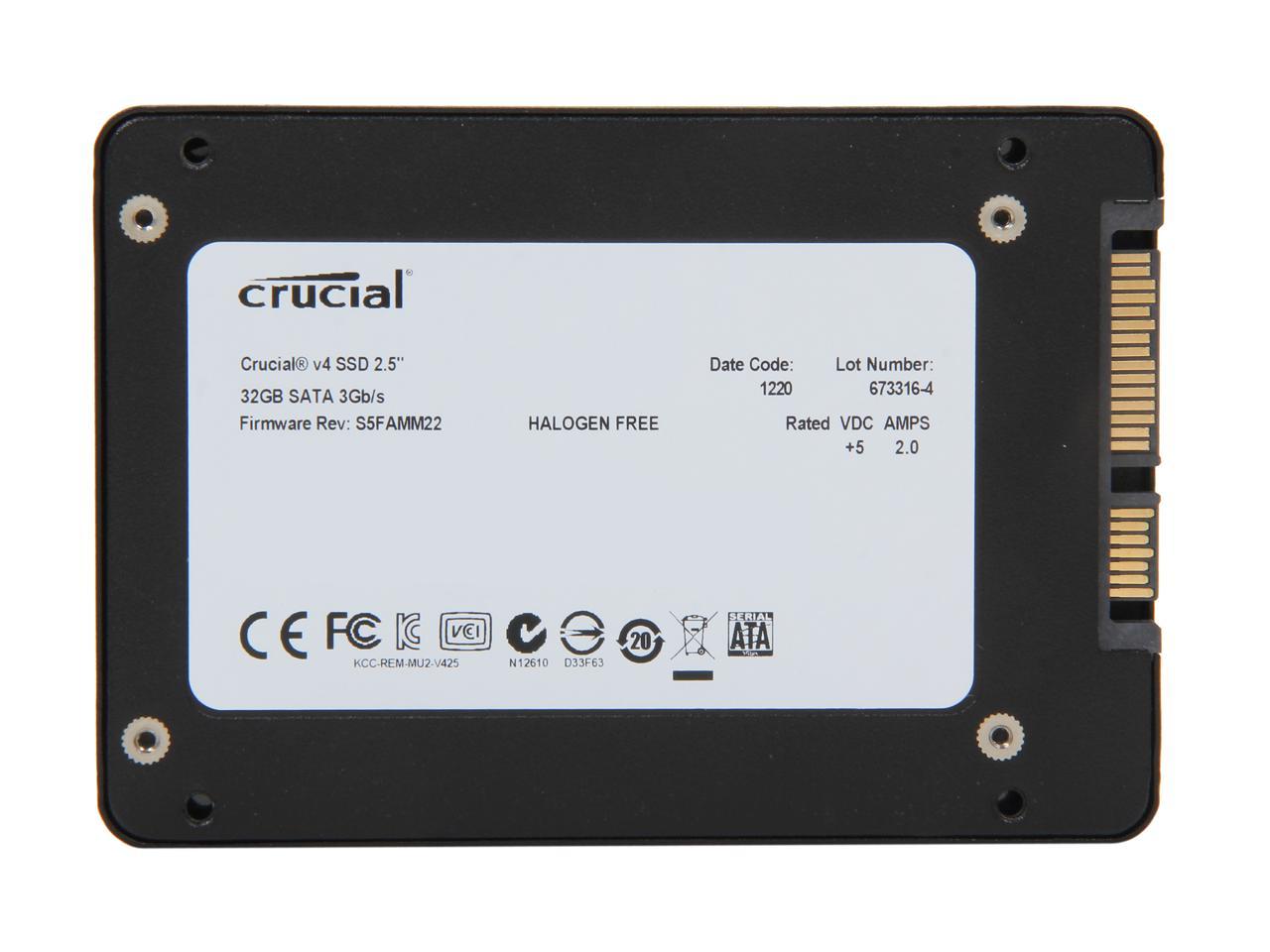 Crucial V4 2.5" 32GB SATA II MLC Internal Solid State Drive (SSD) SSD Only CT032V4SSD2