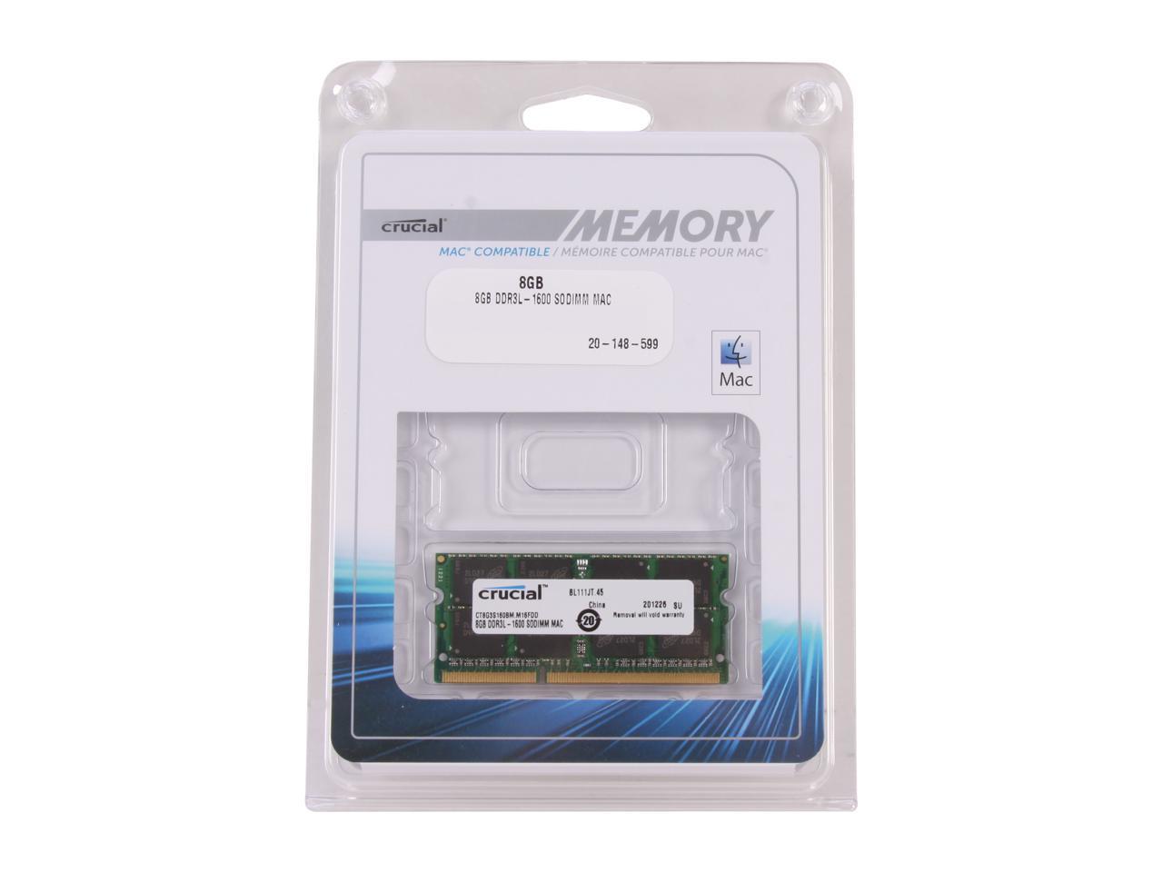 Crucial 8GB DDR3 1600 (PC3 12800) Unbuffered Memory for Apple Model CT8G3S160BM