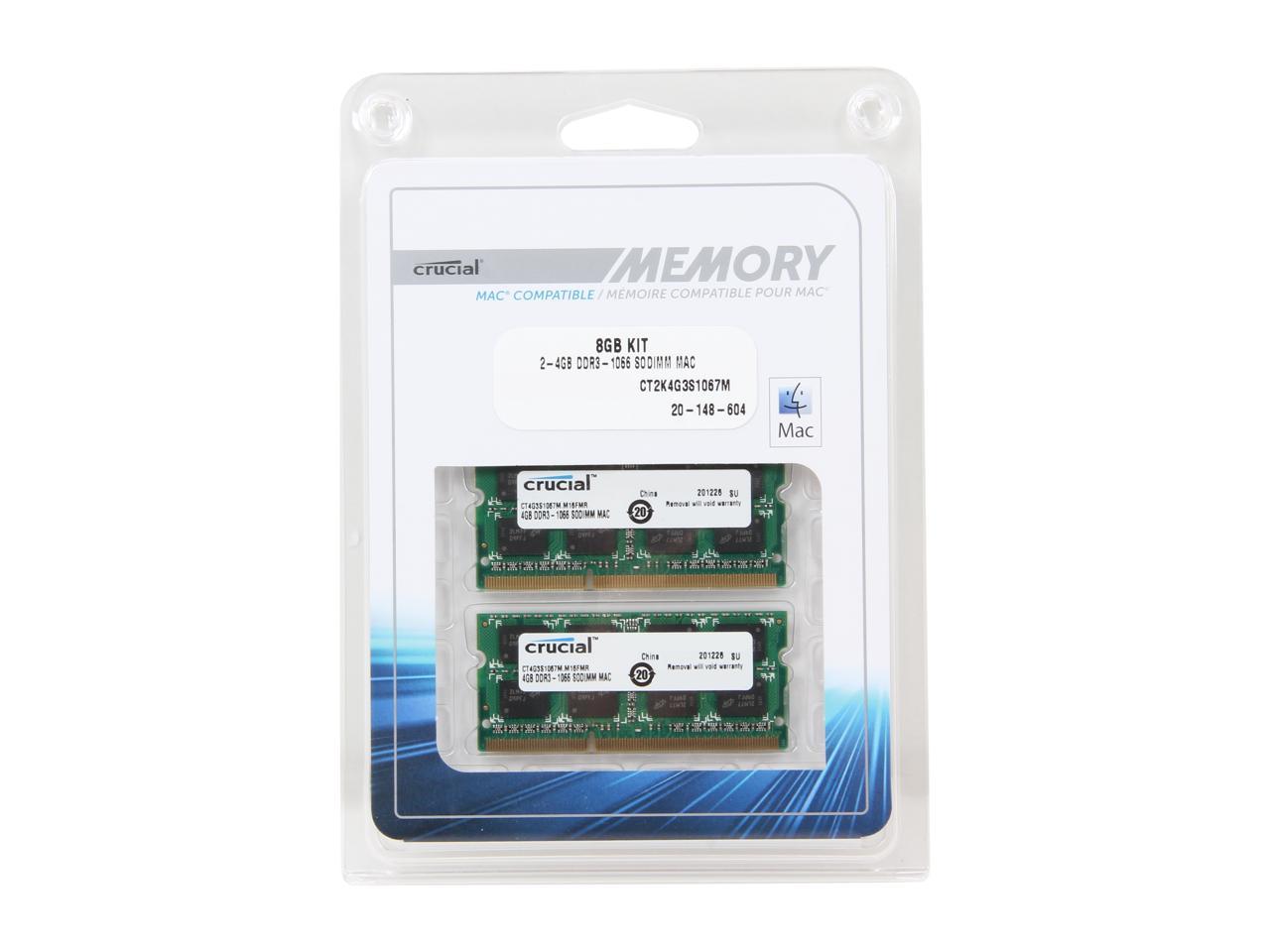 Crucial 8GB (2 x 4GB) DDR3 1066 (PC3 8500) Unbuffered Memory for Mac Model CT2K4G3S1067M