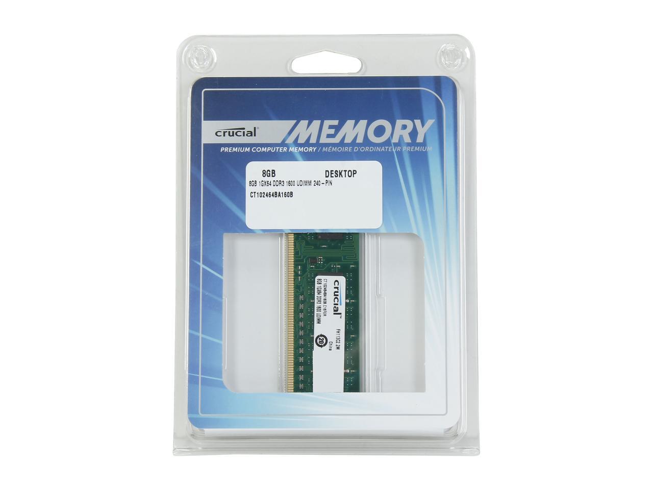 Crucial 8GB 240-Pin DDR3 SDRAM DDR3 1600 (PC3 12800) Desktop Memory Model CT102464BA160B