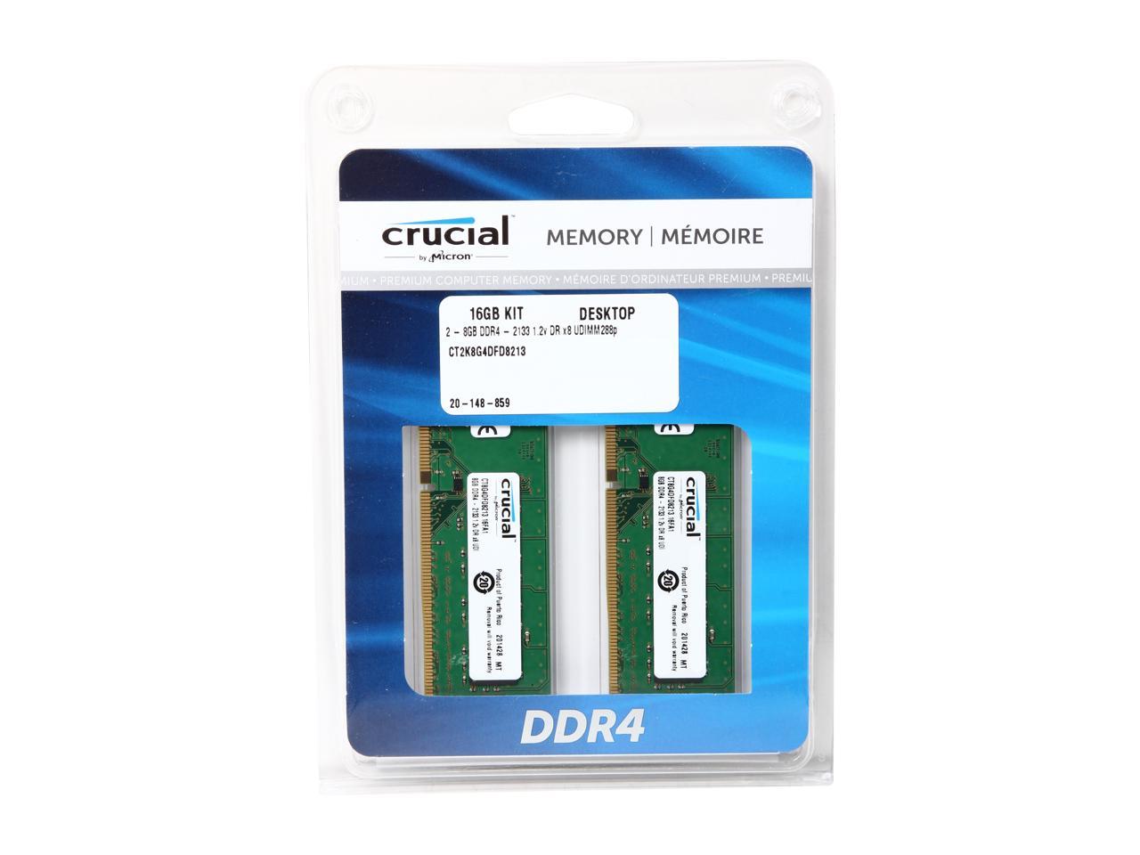 Crucial 16GB (2 x 8GB) 288-Pin DDR4 SDRAM DDR4 2133 (PC4 17000) Major Brand Chipset Desktop Memory Model CT2K8G4DFD8213