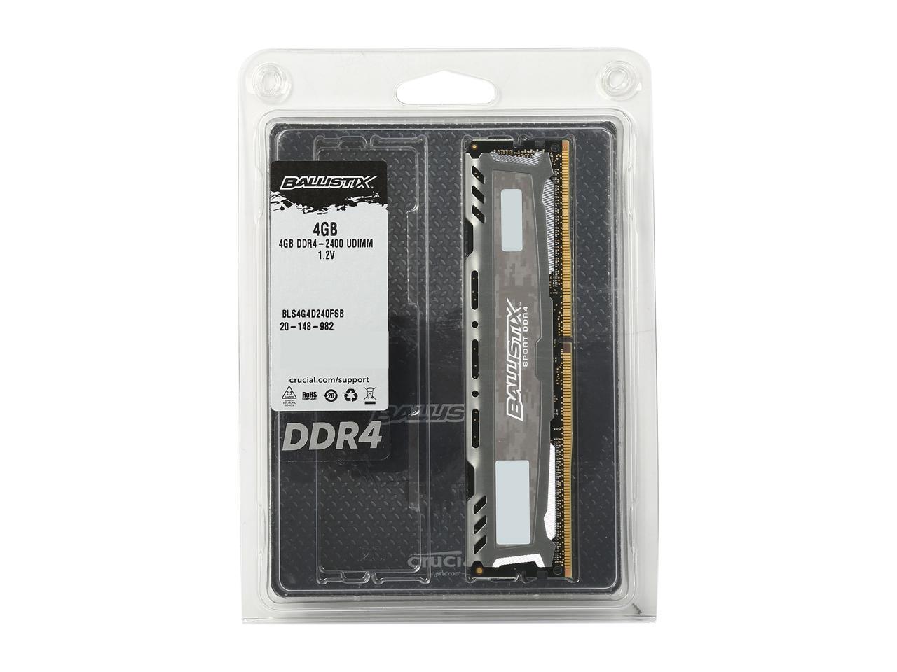Ballistix Sport LT 4GB 288-Pin DDR4 SDRAM DDR4 2400 (PC4 19200) Memory Model BLS4G4D240FSB