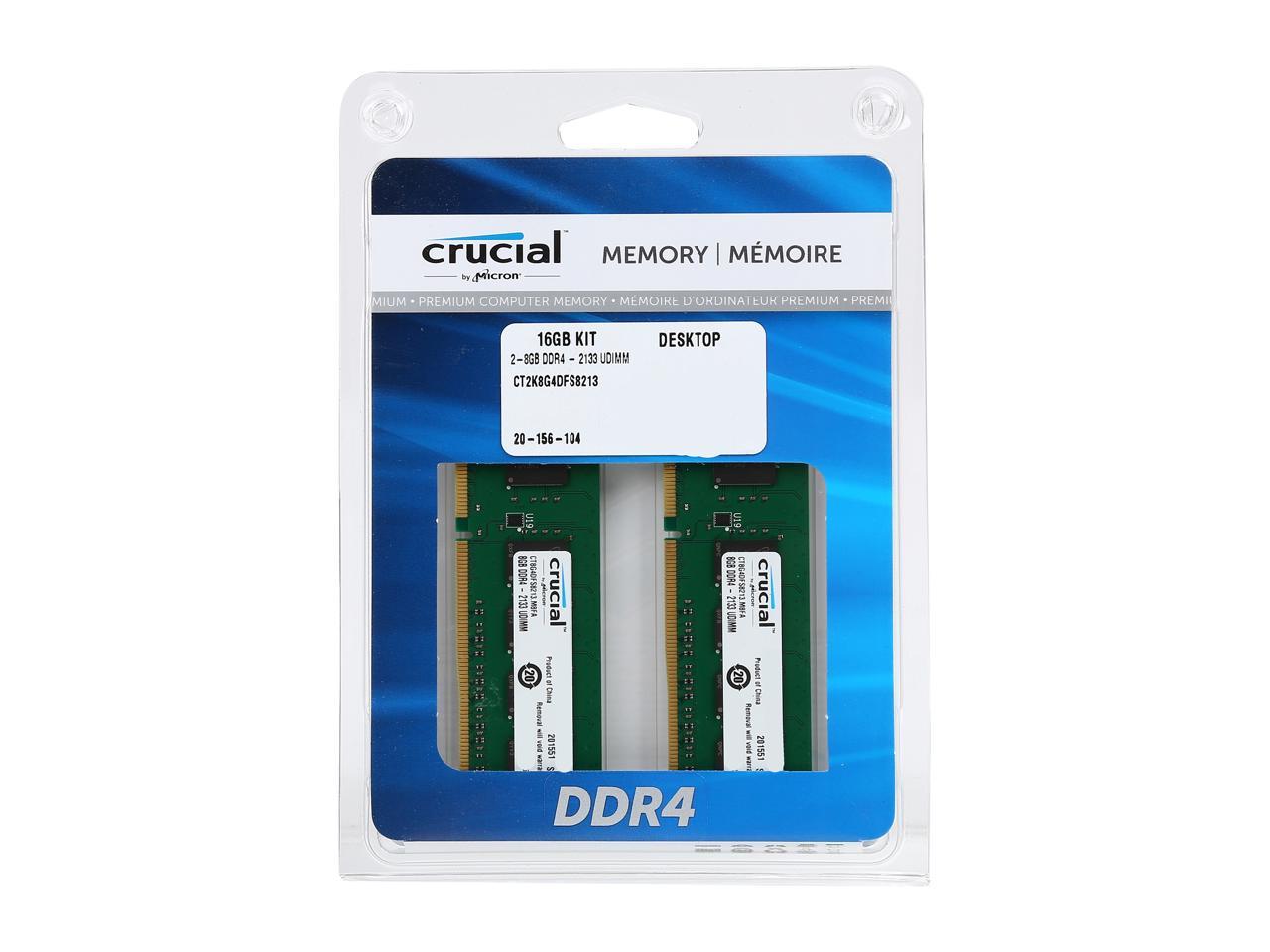 Crucial 16GB (2 x 8GB) 288-Pin DDR4 SDRAM DDR4 2133 (PC4 17000) Micron Chipset Desktop Memory Model CT2K8G4DFS8213