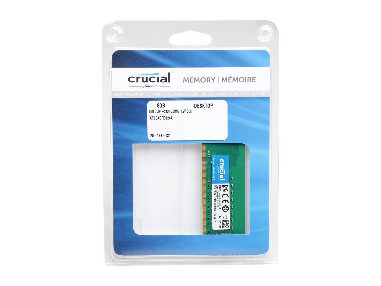 Crucial 8GB 288-Pin DDR4 SDRAM DDR4 2400 (PC4 19200) Desktop Memory Model CT8G4DFD824A