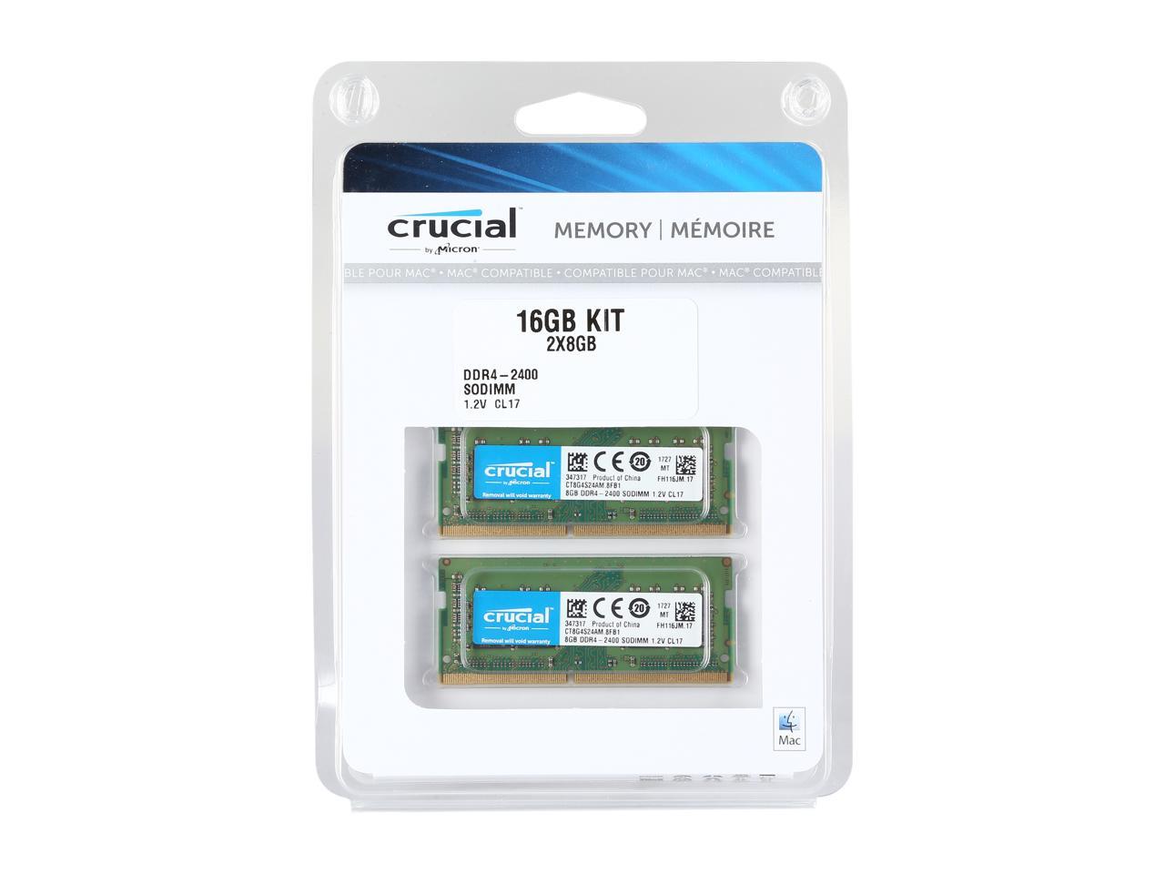 Crucial 16GB Kit (2 x 8GB) DDR4-2400 SODIMM Memory for Mac