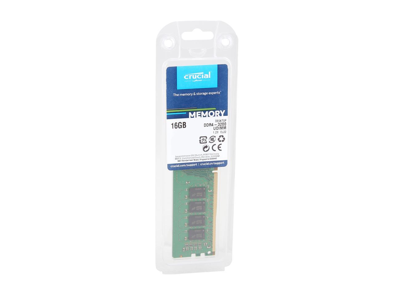 Crucial 16GB 288-Pin DDR4 SDRAM DDR4 3200 (PC4 25600) Desktop Memory Model CT16G4DFD832A