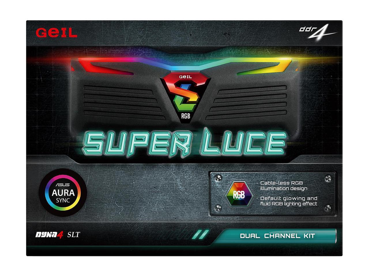 GeIL SUPER LUCE RGB SYNC 16GB (2 x 8GB) 288-Pin DDR4 SDRAM DDR4 3000 (PC4 24000) Intel XMP 2.0 Desktop Memory Model GLS416GB3000C16ADC