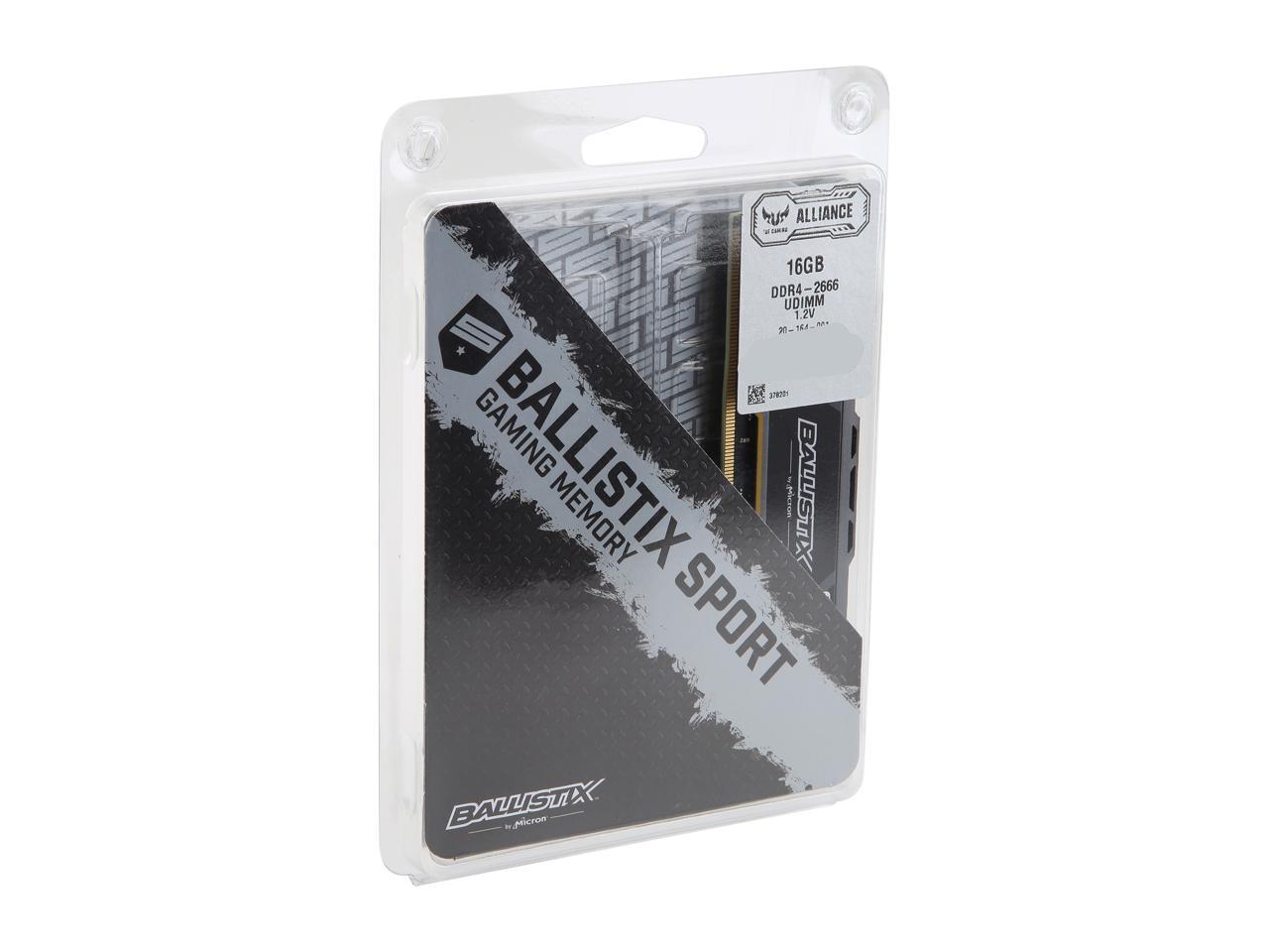 Crucial Ballistix Sport AT 2666 MHz DDR4 DRAM Desktop Gaming Memory Single 16GB CL16 BLS16G4D26BFST