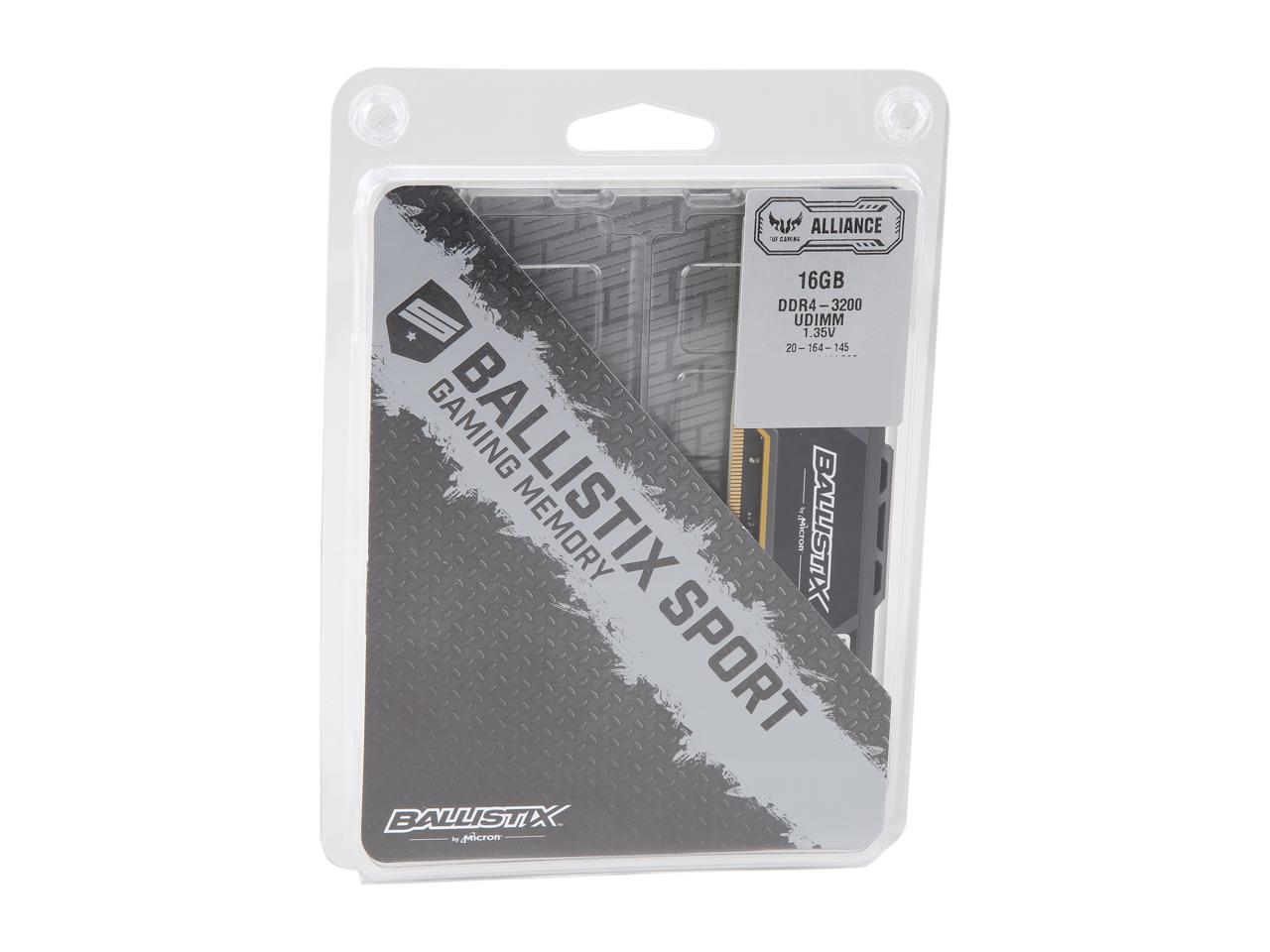 Crucial Ballistix Sport AT 3200 MHz DDR4 DRAM Desktop Gaming Memory Single 16GB CL16 BLS16G4D32AEST