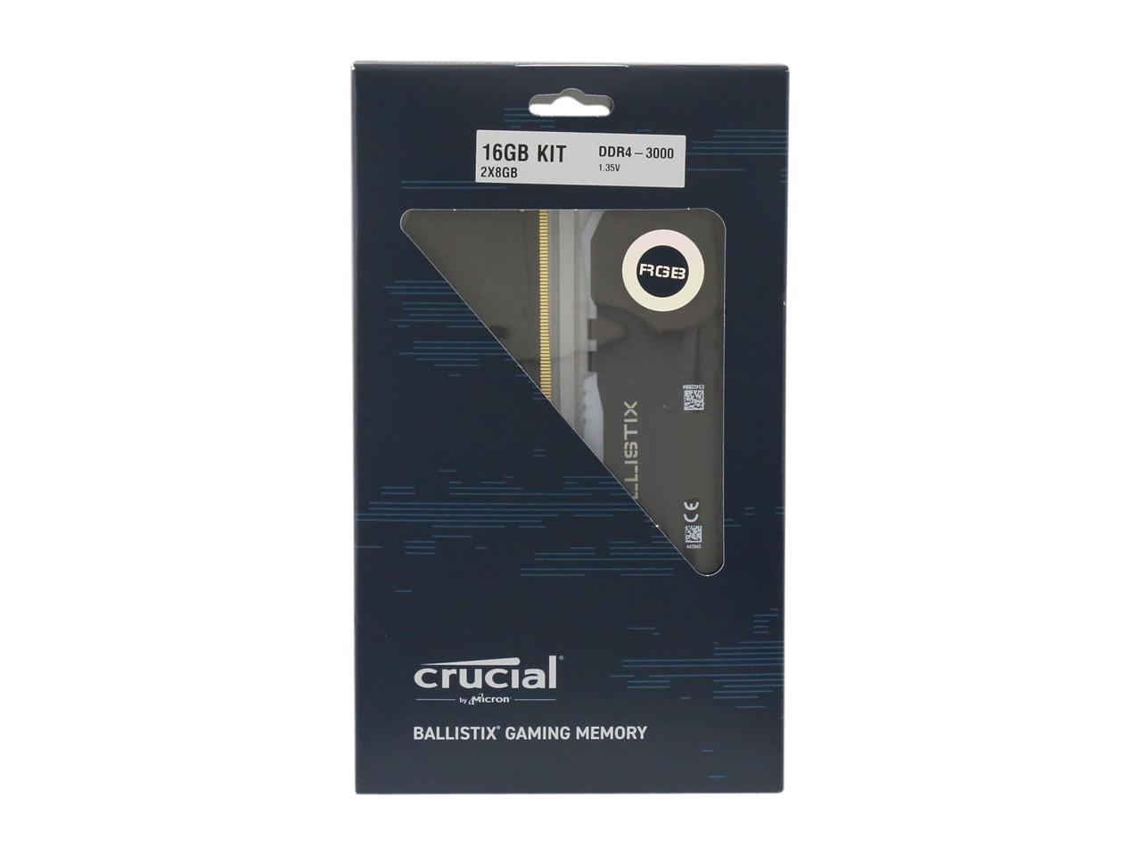 Crucial Ballistix RGB 16GB (2 x 8GB) 288-Pin DDR4 SDRAM DDR4 3000 (PC4 24000) Desktop Memory Model BL2K8G30C15U4BL