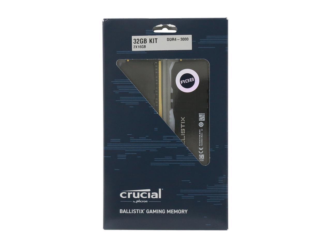 Crucial Ballistix RGB 32GB (2 x 16GB) 288-Pin DDR4 SDRAM DDR4 3000 (PC4 24000) Desktop Memory Model BL2K16G30C15U4BL