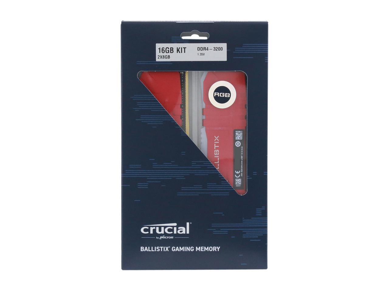 Crucial Ballistix RGB 16GB (2 x 8GB) 288-Pin DDR4 SDRAM DDR4 3200 (PC4 25600) Desktop Memory Model BL2K8G32C16U4RL