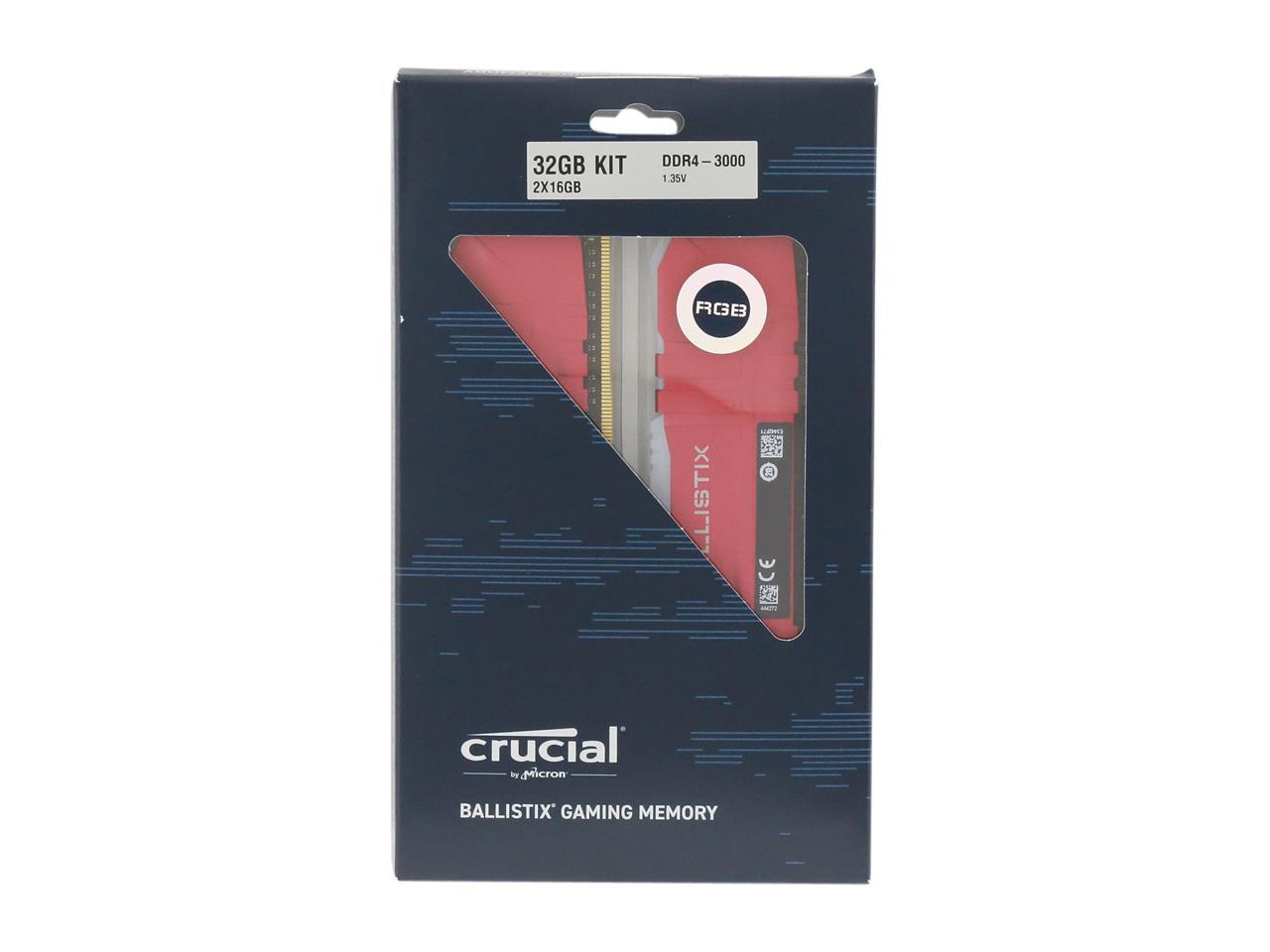 Crucial Ballistix RGB 32GB (2 x 16GB) 288-Pin DDR4 SDRAM DDR4 3000 (PC4 24000) Desktop Memory Model BL2K16G30C15U4RL