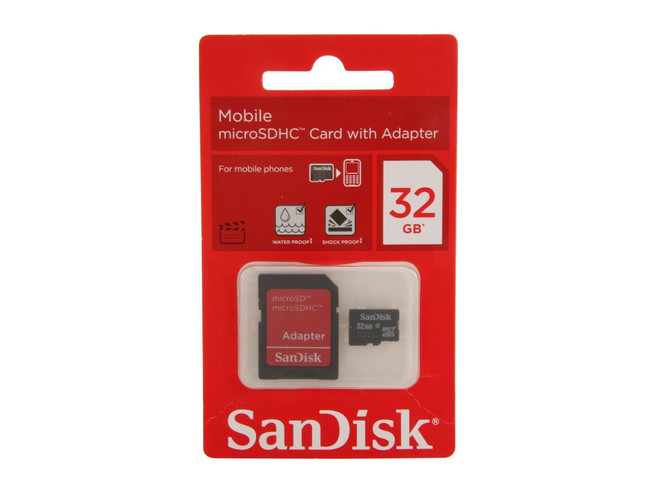 SanDisk 32GB microSDHC Flash Card w/ Adapter Model SDSDQM-032G-B35A