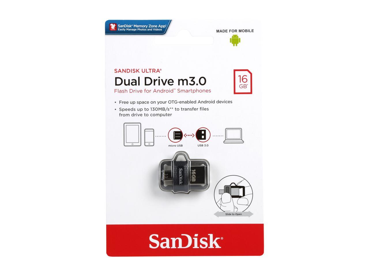 SanDisk 16GB Ultra Dual Drive m3.0, Speed Up to 130MB/s (SDDD3-016G-G46)
