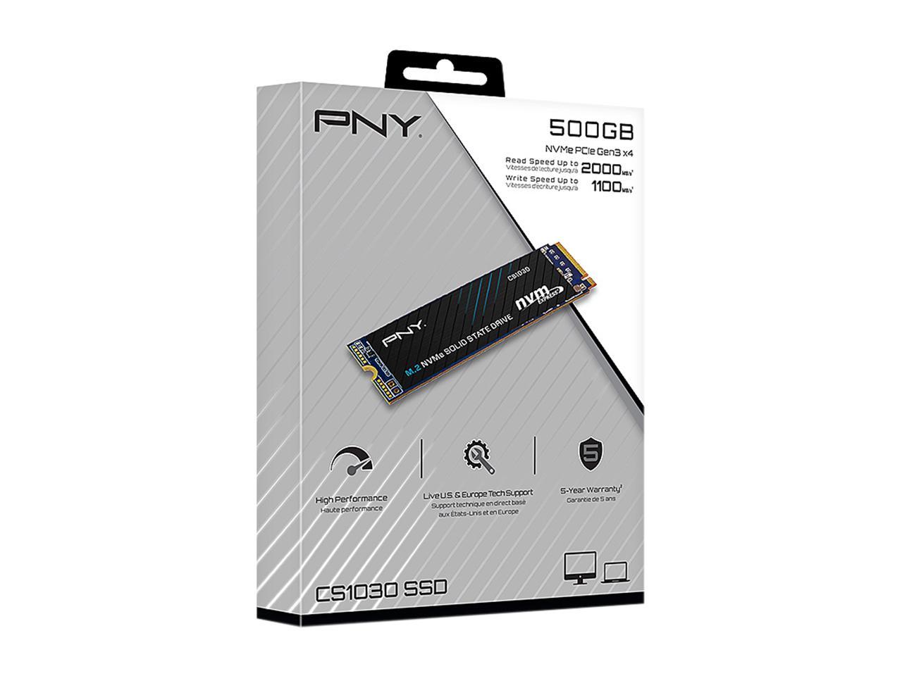 PNY CS1030 M.2 2280 500GB PCI-Express 3.0 x4, NVMe 1.3 3D NAND Internal Solid State Drive (SSD) M280CS1030-500-RB