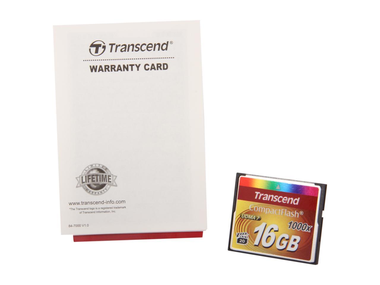 Transcend Ultimate 16GB Compact Flash (CF) Flash Card Model TS16GCF1000