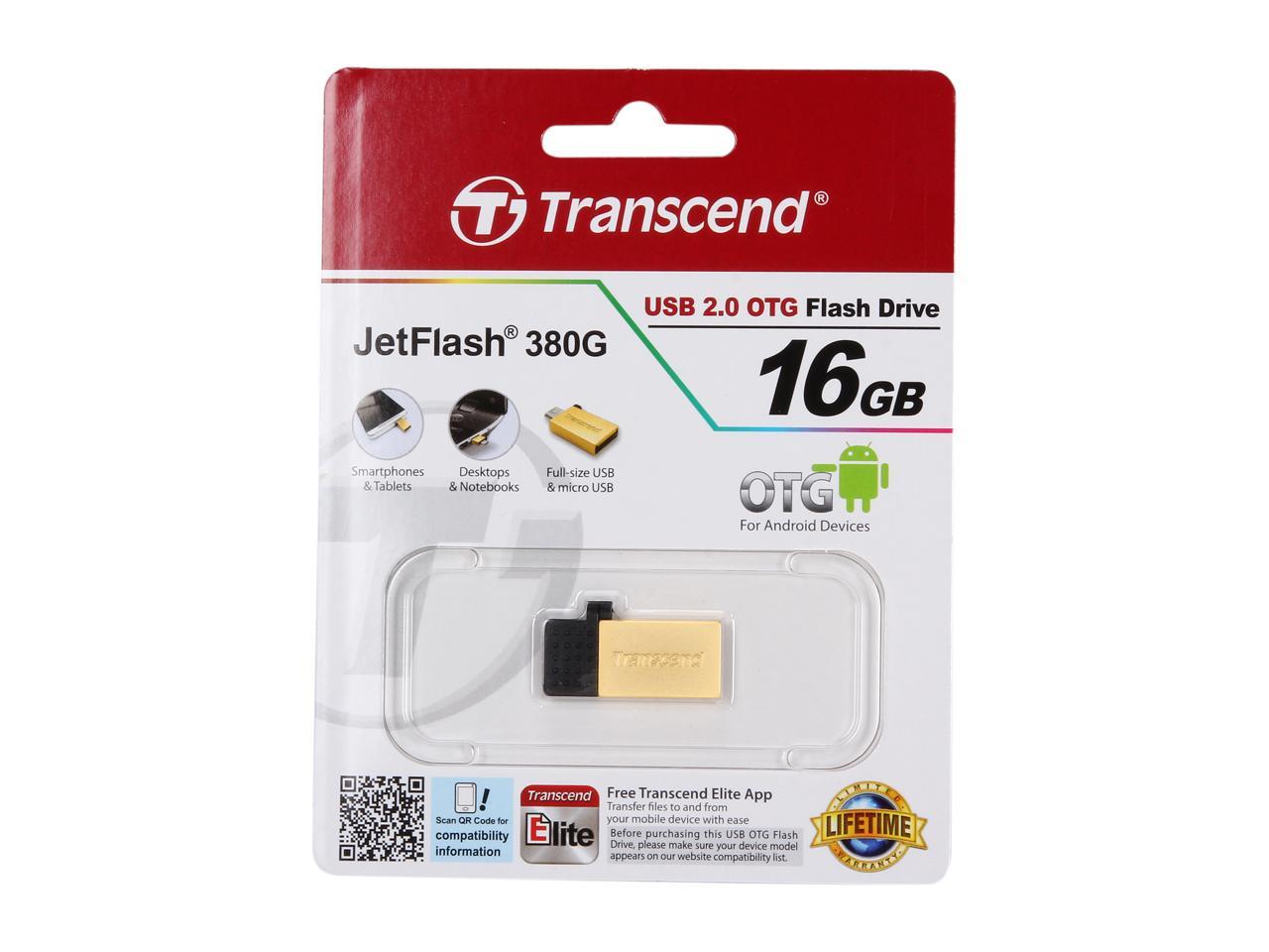 Transcend JetFlash 380 16GB USB 2.0 OTG Flash Drive Model TS16GJF380G