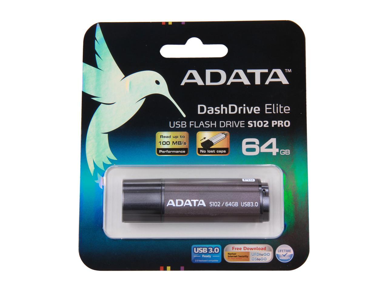 ADATA 64GB S102 Pro Advanced USB 3.0 Flash Drive, Speed Up to 100MB/s (AS102P-64G-RGY)