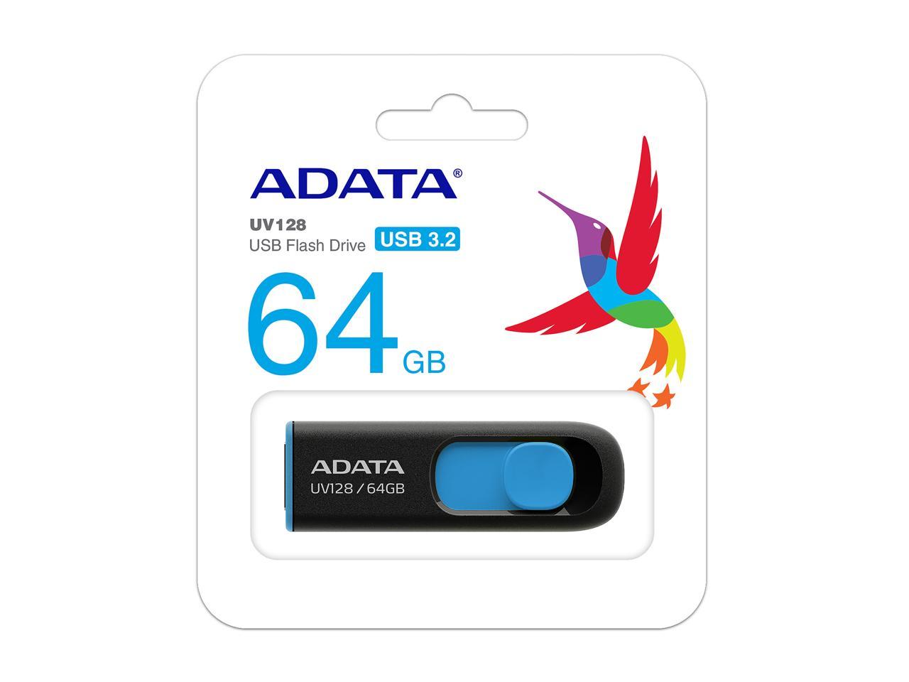 ADATA 64GB UV128 USB 3.2 Gen 1 Flash Drive (AUV128-64G-RBE)