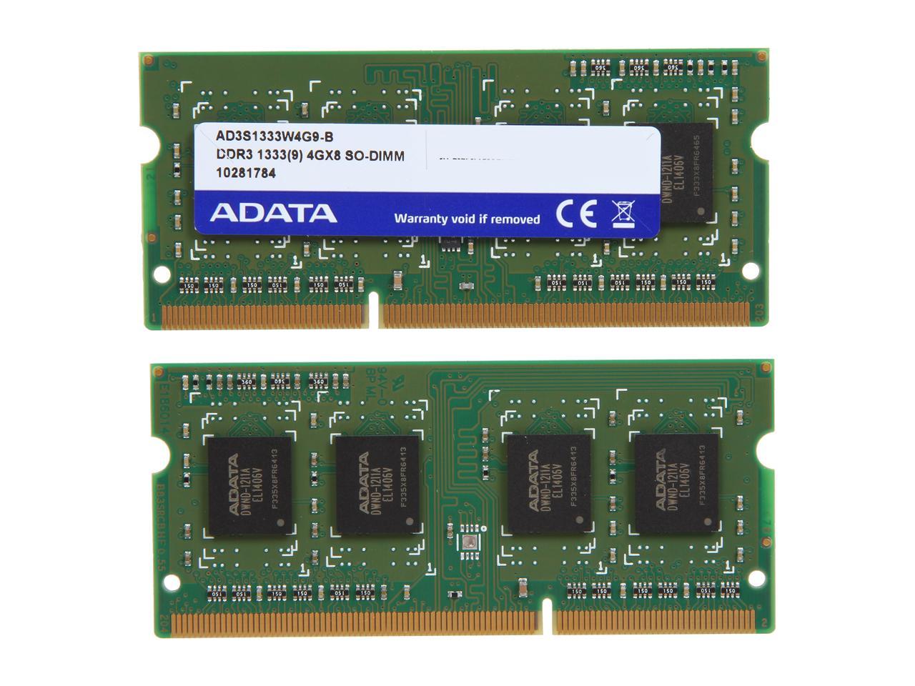 Premier Series 8GB (2 x 4GB) 204-Pin DDR3 SO-DIMM DDR3 1333 Laptop Memory Model AD3S1333W4G9-2