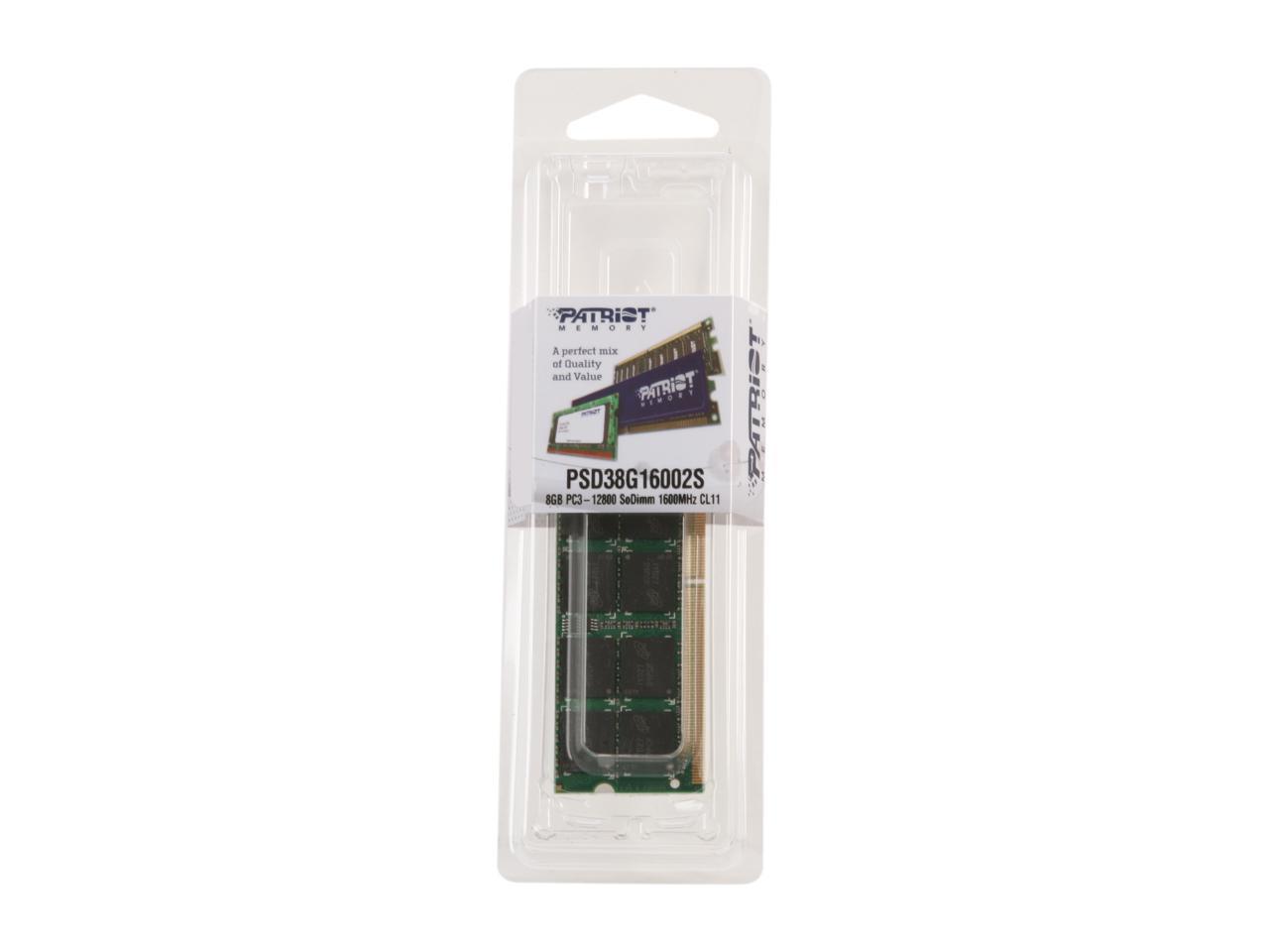 Patriot Signature 8GB 204-Pin DDR3 SO-DIMM DDR3 1600 (PC3 12800) Laptop Memory Model PSD38G16002S