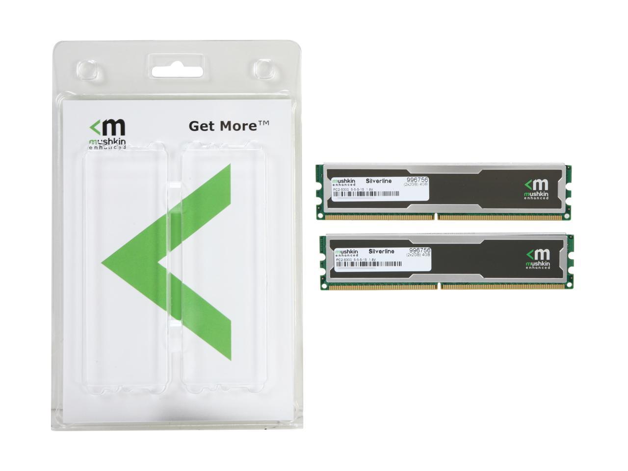 Mushkin Enhanced Silverline 4GB (2 x 2GB) DDR2 667 (PC2 5300) Desktop Memory Model 996756