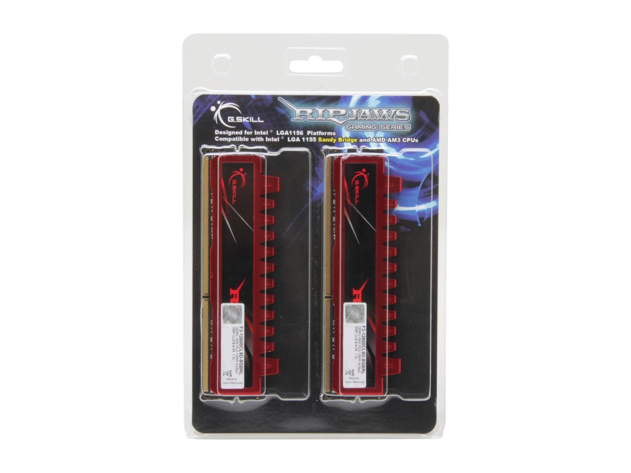 G.SKILL Ripjaws Series 8GB (2 x 4GB) 240-Pin DDR3 SDRAM DDR3 1600 (PC3 12800) Desktop Memory Model F3-12800CL9D-8GBRL