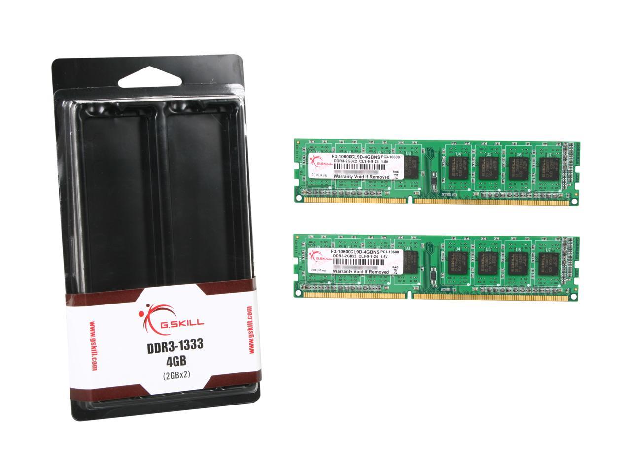 G.SKILL NS 4GB (2 x 2GB) 240-Pin DDR3 SDRAM DDR3 1333 (PC3 10600) Desktop Memory Model F3-10600CL9D-4GBNS